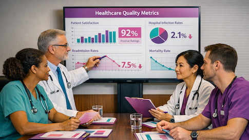 Team reviewing Healthcare Quality Metrics